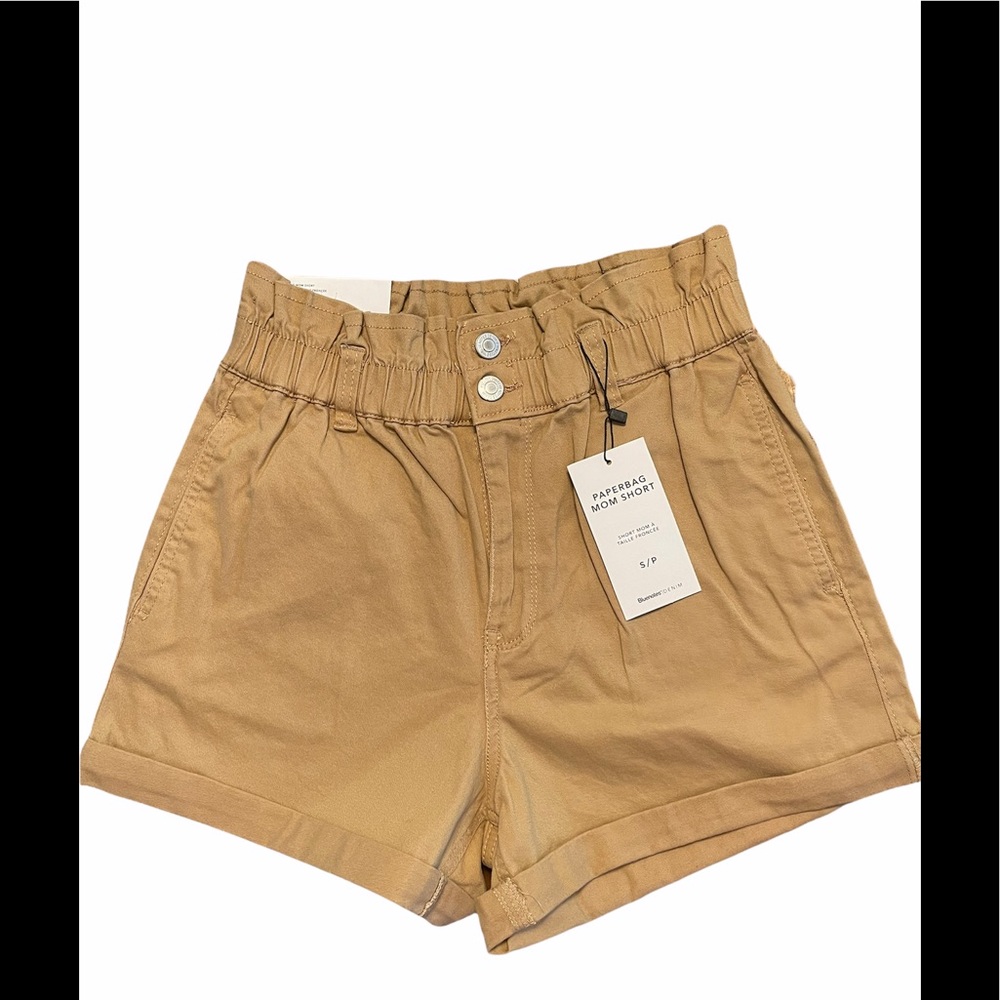 NWT BLUENOTES PAPERBAG MOM SHORTS | S | Tan